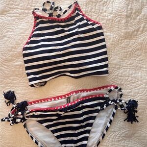 Striped Bikini Set with Pink Accents